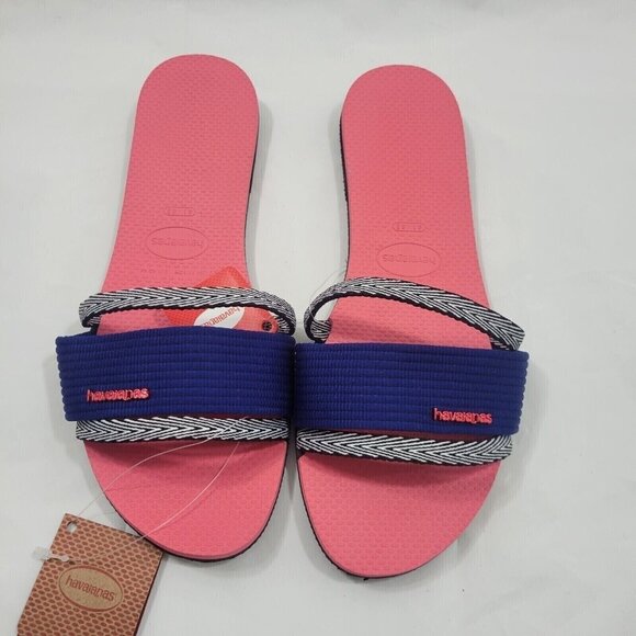 Havaianas Shoes - Havaianas Trancoso Slides Sandals Women Size 11-12 Pink Slip On Beach Resortwear